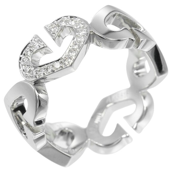 CARTIER C heart Ring K18 white gold/diamond #5.6(US Size) 6.7g Women - Picture 1 of 10